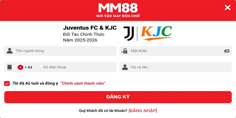 MM88 🌟 Cá Cược Cùng MM88.COM ✔️ Đăng Ký Thưởng +88K 18 Điền đầy đủ thông tin đăng ký MM88
